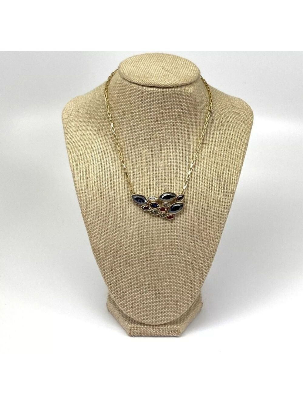Designer Swarovski Gold-Tone Multi Crystal Link Chain Necklace